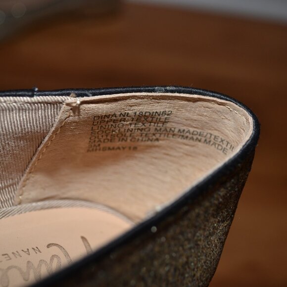 Nanette Lepore Dina Gold Glitter Bow tie Pointed Toe ballet flats, sz 8M - Picture 8 of 8